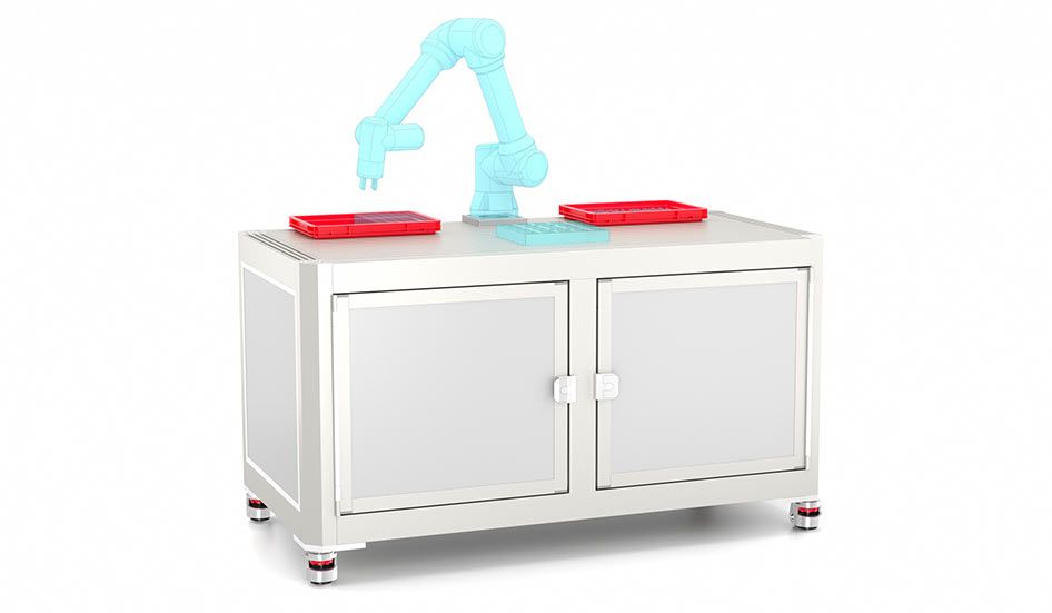 Variable cobot workstation with doors